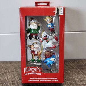5 Pc Rudolph Mini Ornaments Kurt Adler Rudolph The Red Nosed Reindeer Vintage